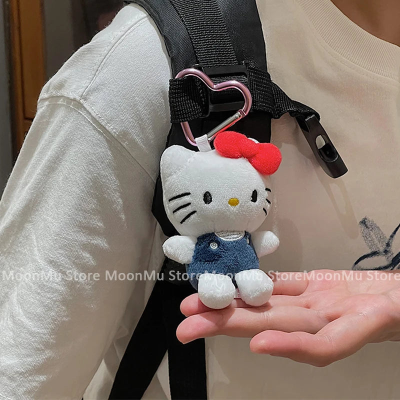 Sanrio Hello Kitty Plush Doll Keychain Pendant Cartoon Kt Cat Stuffed Plushies Key Ring Bag Accessories Girls Gift Kids Toys - TiniLoom
