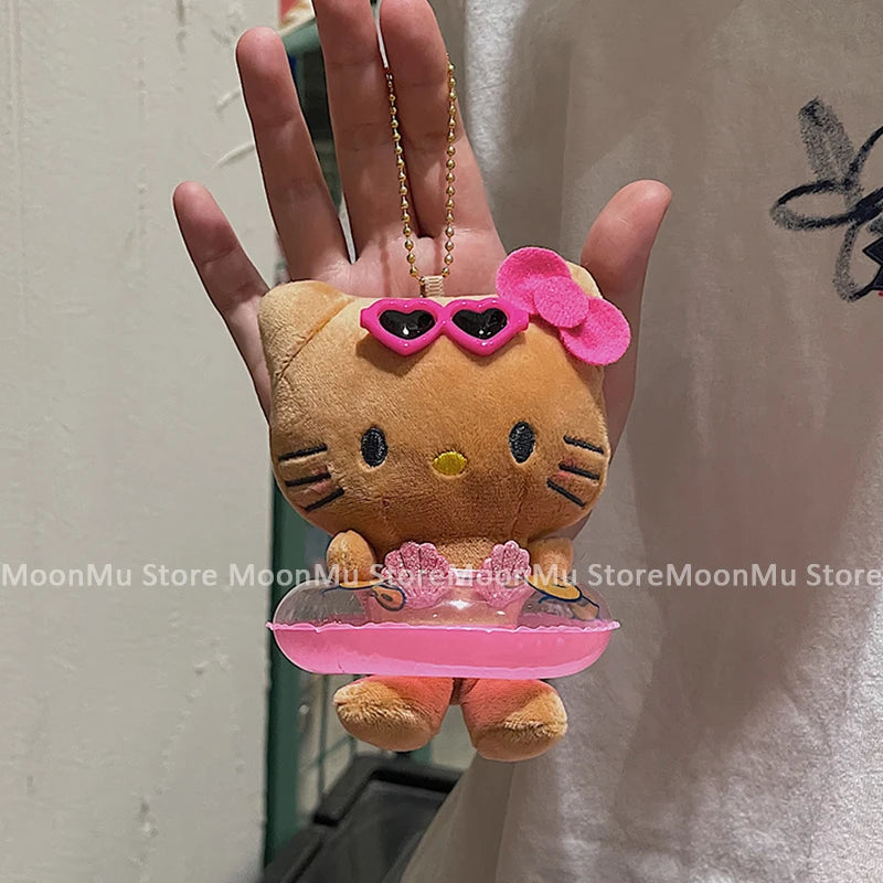 Sanrio Hello Kitty Plush Doll Keychain Pendant Cartoon Kt Cat Stuffed Plushies Key Ring Bag Accessories Girls Gift Kids Toys - TiniLoom