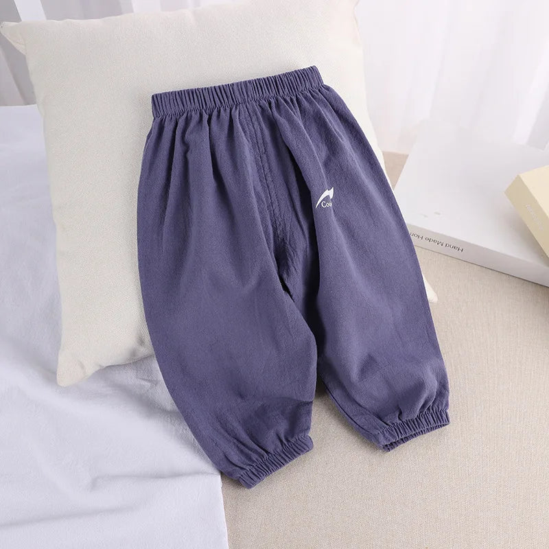 1 2 3 4 5  Years New Children's Anit-mosquito Pants Summer Baby Air Conditioning Bloomers Boys and Girls Cotton and Linen Pants - TiniLoom