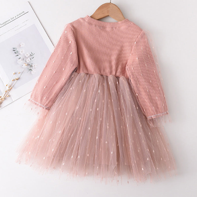 Melario New Fall Baby Girl Cute Costume Children Girls Mesh Cotton Dress Long Puff Sleeve Princess Dresses Spring Girls Dress - TiniLoom