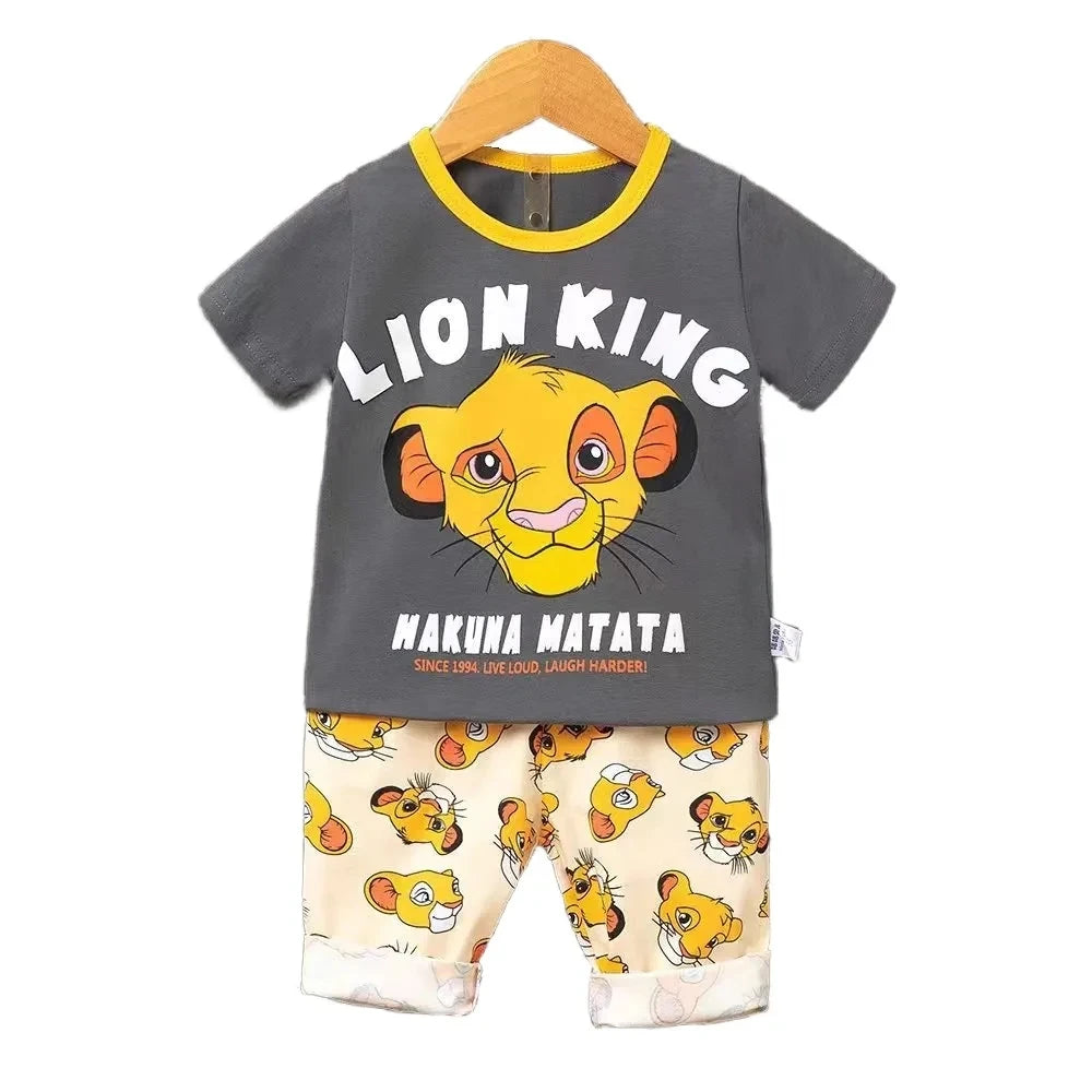 Summer cartoon T-shirt Shorts Children's boys Set Cotton Tees Pants Leisure Boys And Girls Babies Clothes Casual 2pcs - TiniLoom