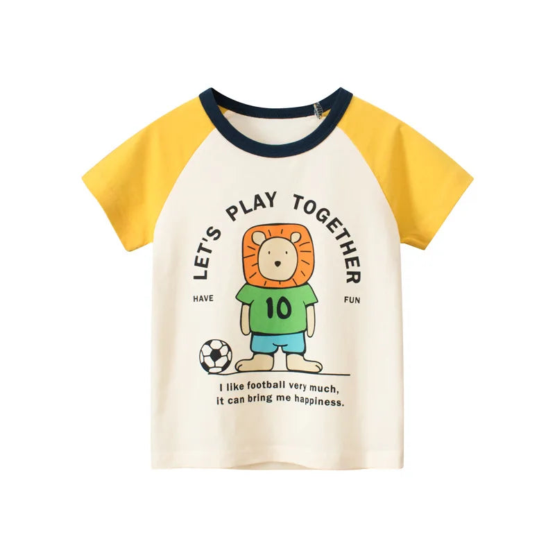 2-9 Years Children Short Sleeve T-shirts Korean Version Kids Clothing Boy Baby Cotton Tees Summer Cartoon Tops - TiniLoom