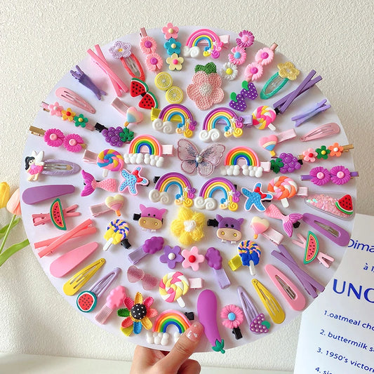 14Pcs Cartoon Baby Hair Clip Set Flower Fruit Baby Girl Barrettes Bangs Hairpins Kids Hair Accessories - TiniLoom