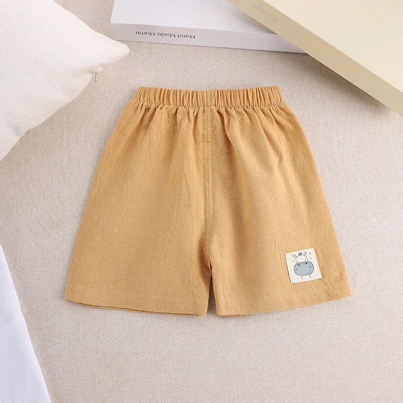 1 2 3 4 5 Years Kids Summer Shorts Boys Girls Korean Style Cotton and Linen Short Pants Toddler Little Children Cute Shorts - TiniLoom