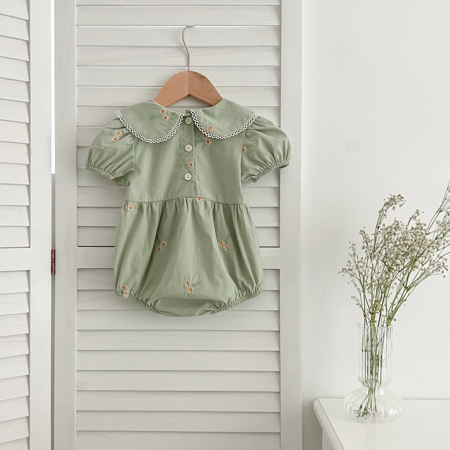 Infant Baby Girls Lace Collar Dress Rompers Sisters Clothes Kids Girls Embroider Flower Princess Dress Family Clothes Rompers