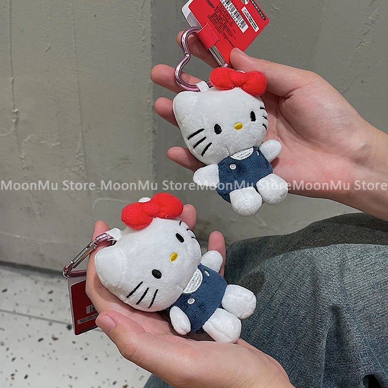 Sanrio Hello Kitty Plush Doll Keychain Pendant Cartoon Kt Cat Stuffed Plushies Key Ring Bag Accessories Girls Gift Kids Toys - TiniLoom