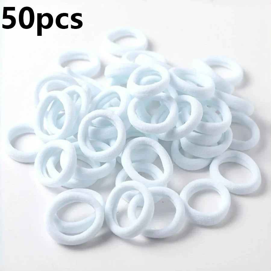 50PCS/Set New Women Girls Candy Colors Nylon Basic Scrunchie Hair Tie Ponytail Hold Hair Rubber Bands Fashion Hair Accessories - TiniLoom