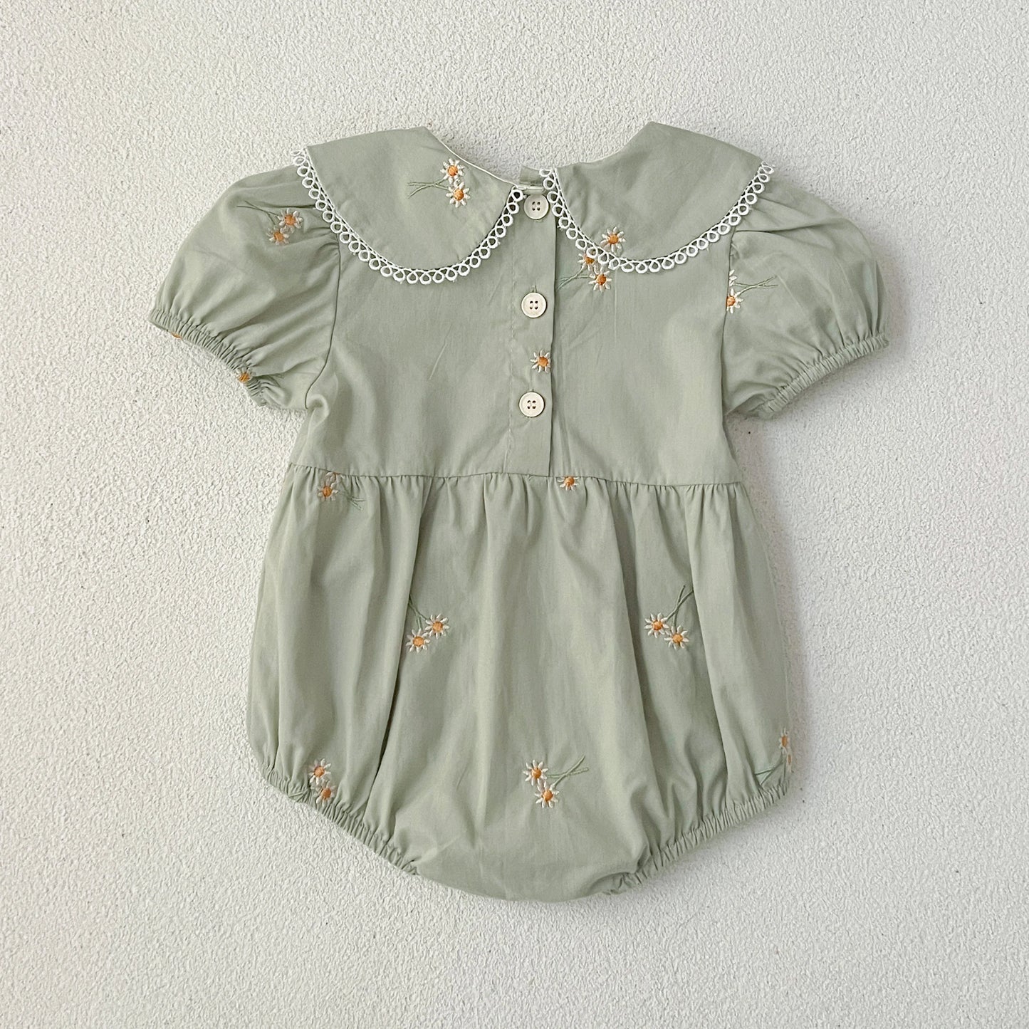 Infant Baby Girls Lace Collar Dress Rompers Sisters Clothes Kids Girls Embroider Flower Princess Dress Family Clothes Rompers