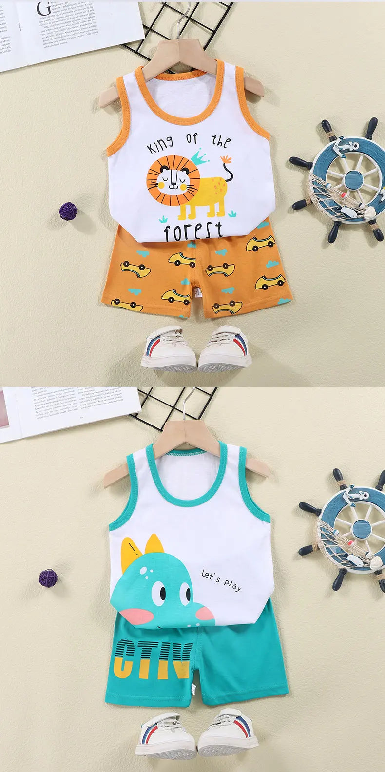 Children Sets Kids Vest Suit 2PCS Set Summer Cotton T-Shirt Girl Shorts Clothes Children Boys Girls Sleeveless Suit Wear Cloth - TiniLoom
