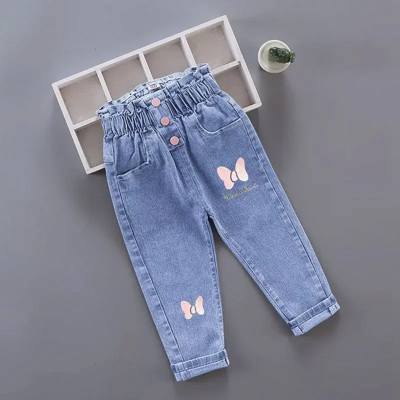 Kids Baby Girls Casual Clothes Jeans Pink Bow Trousers Toddler Infant Denim Clothing Pants Children Bottoms 1 2 3 4 5 6  Years - TiniLoom