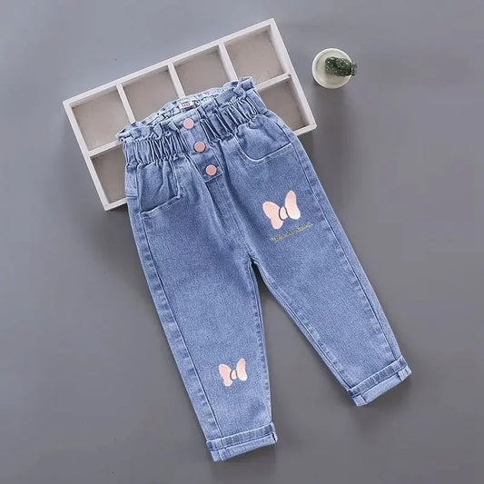 Kids Baby Girls Casual Clothes Jeans Pink Bow Trousers Toddler Infant Denim Clothing Pants Children Bottoms 1 2 3 4 5 6  Years - TiniLoom