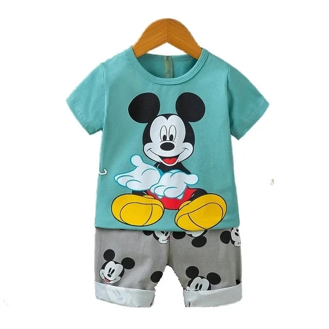 Summer cartoon T-shirt Shorts Children's boys Set Cotton Tees Pants Leisure Boys And Girls Babies Clothes Casual 2pcs - TiniLoom