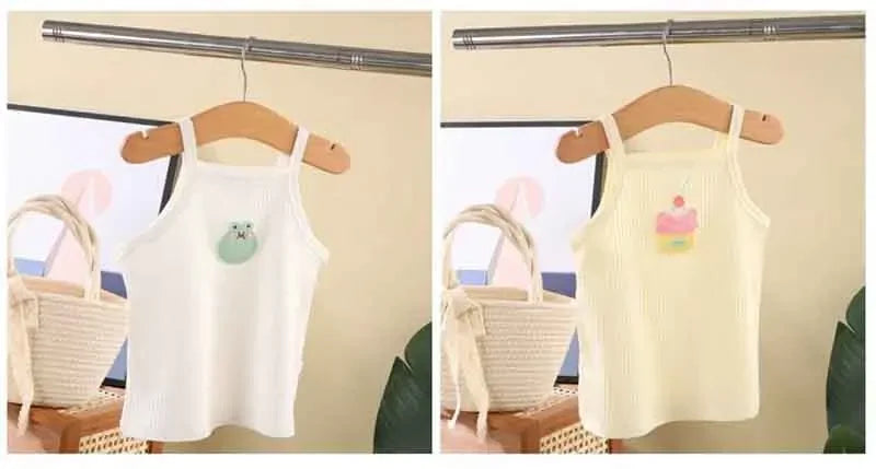 Baby Girls T-shirts for Kids Summer Sleeveless Knitted Tops Vest Outfits Girls Cute Halter Tops Tees Children Clothing 1-12 Year - TiniLoom