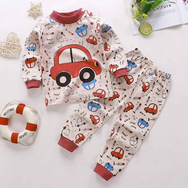 Cotton Boys Girls Sleepwear Suits Autumn Spring Newborn Underclothes 2pcs Kids Clothes Set Toddler Kids Pajamas - TiniLoom