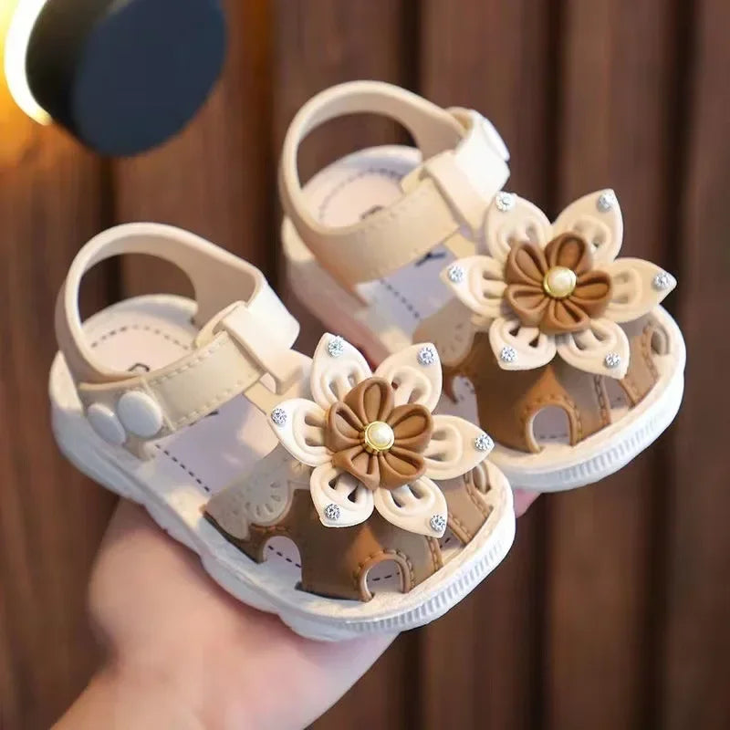 Solid Bow Children's Summer Shoes Cute PVC Beach Non Slip Sandals For Baby Girls Footwear Soft Infant Kids Fashion Sandals - TiniLoom
