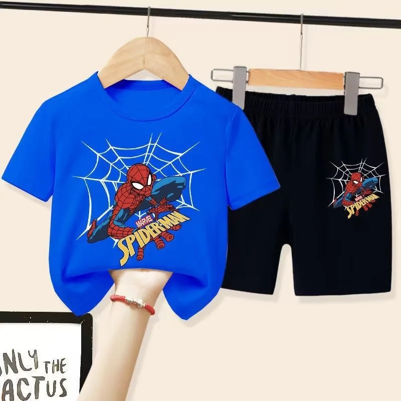 Children'S T-Shirts Spider-Man Set Aoger Spiderman Boys Summer Trend Baby Short Sleeve Shorts Two-Piece Set Kids Outfits Gifts ﻿ - TiniLoom