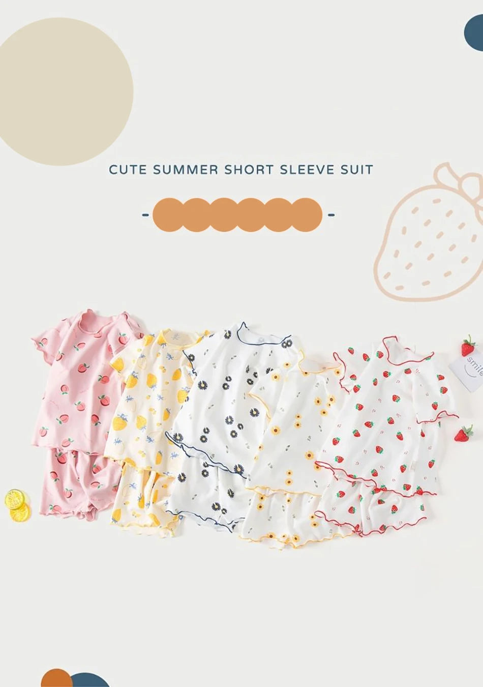 Girls Summer Pajama Sets Stylish Cartoon Pattern Printing Short Sleeve Top and Pants Made from Luxurious Cozy Ice Silk Material - TiniLoom