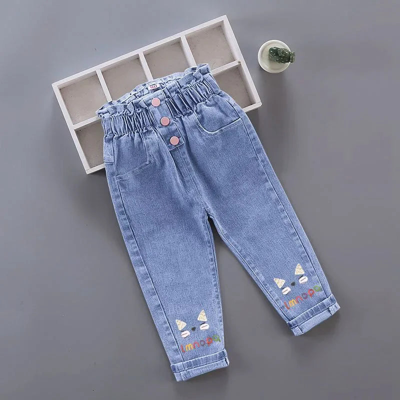 Kids Baby Girls Casual Clothes Jeans Pink Bow Trousers Toddler Infant Denim Clothing Pants Children Bottoms 1 2 3 4 5 6  Years - TiniLoom