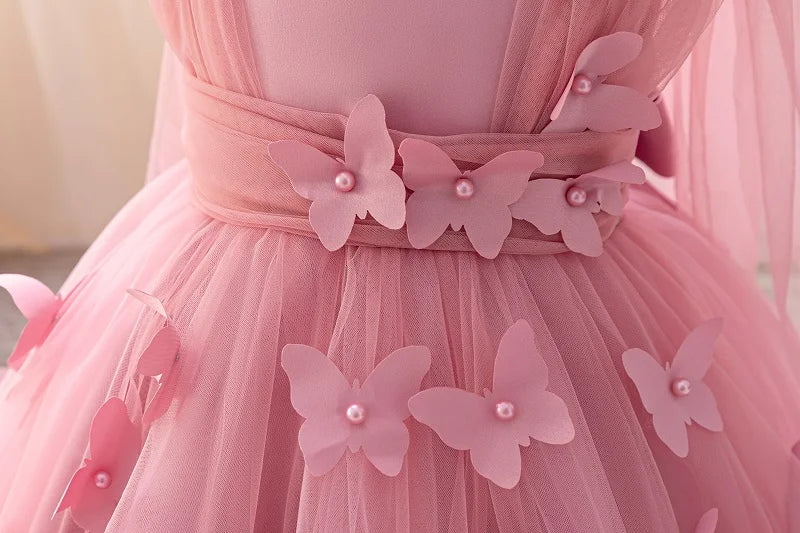 Girls  princess dress 1-5 Y baby Girls wedding sleeveless three-dimensional butterfly mesh carnival birthday party evening dress - TiniLoom