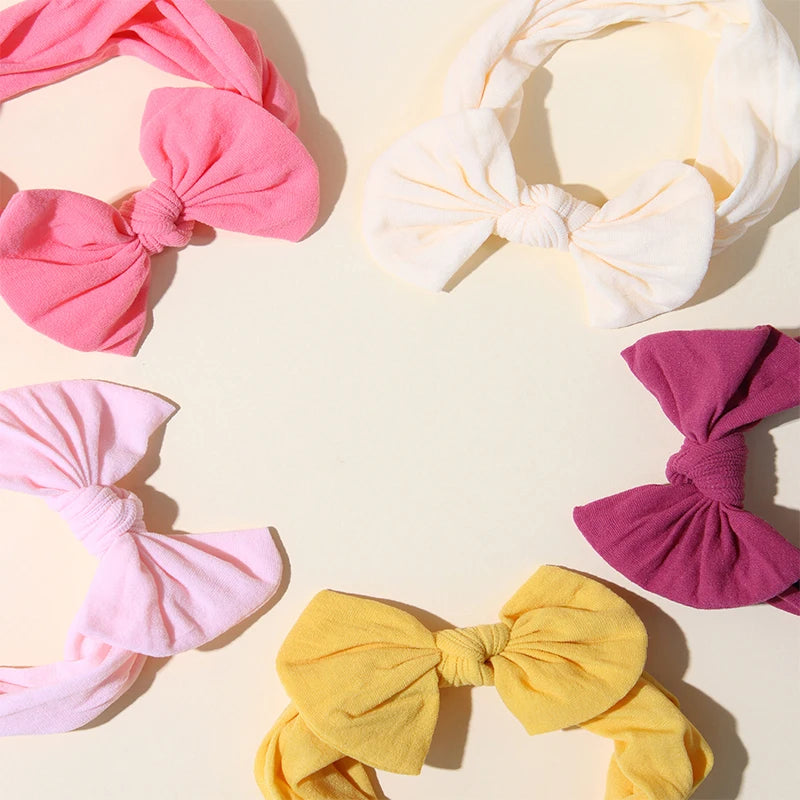 5Pcs Cute Bows Baby Headband Soft Elastic Baby Girl Hair Bands For Newborn Infant Turban Headwear Baby Hair Accessories - TiniLoom