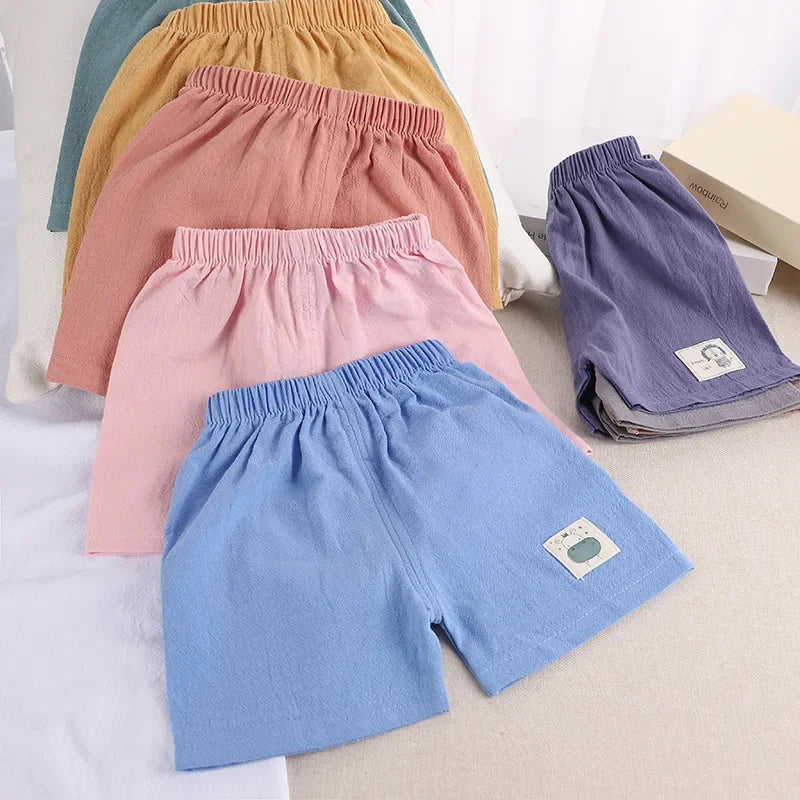 1 2 3 4 5 Years Kids Summer Shorts Boys Girls Korean Style Cotton and Linen Short Pants Toddler Little Children Cute Shorts - TiniLoom