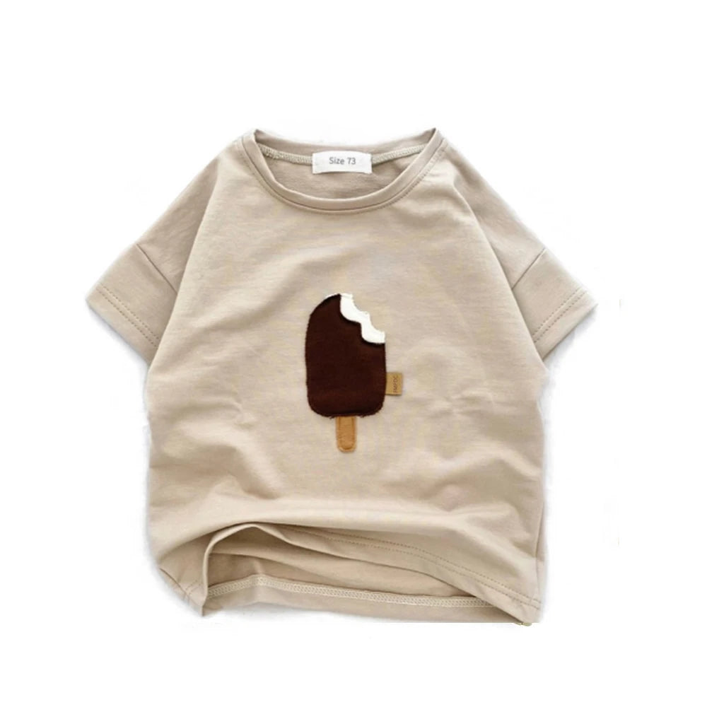 Toddler Kid Baby Boys Girls Clothes Summer Cotton T Shirt Short Sleeve Infant Top Cartoon Ice Cream Print Tee Childrens Tshirt - TiniLoom