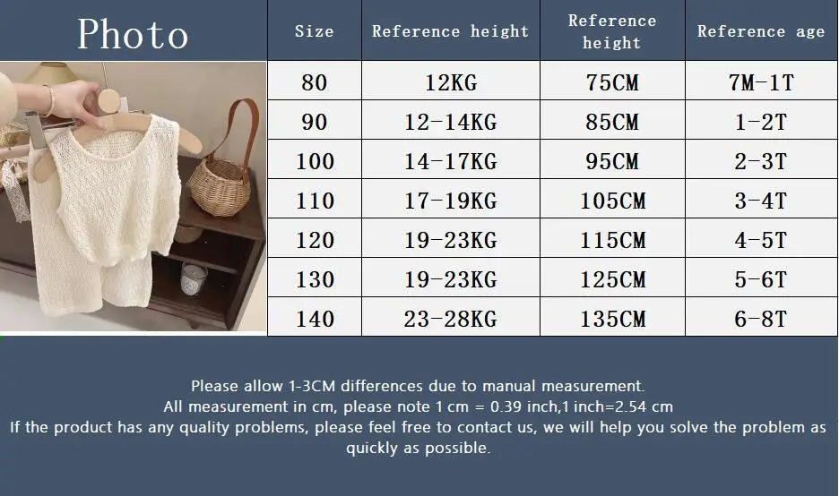 Girl's Clothing Sets 2023 Summer Korean Thin Knitted Girl Set Children Hollow Breathable Vest + Wide Leg Pants Two-piece Suit - TiniLoom