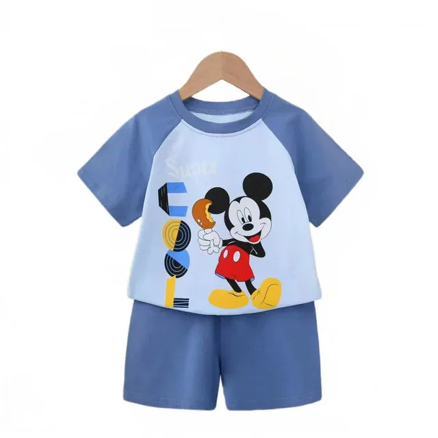 Summer cartoon T-shirt Shorts Children's boys Set Cotton Tees Pants Leisure Boys And Girls Babies Clothes Casual 2pcs - TiniLoom