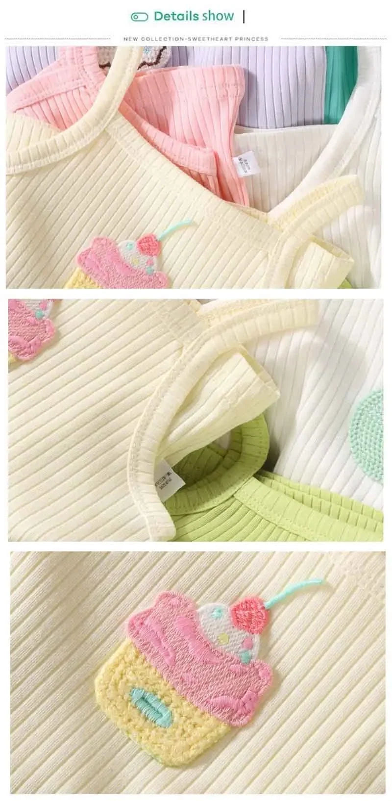 Baby Girls T-shirts for Kids Summer Sleeveless Knitted Tops Vest Outfits Girls Cute Halter Tops Tees Children Clothing 1-12 Year - TiniLoom
