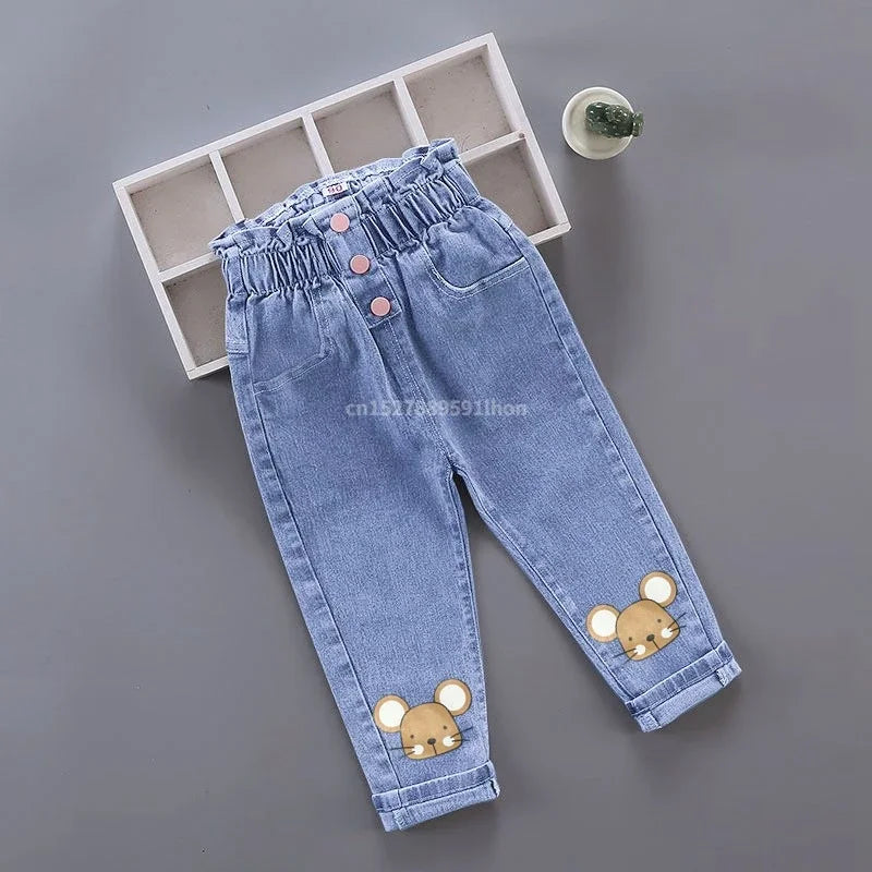 Kids Baby Girls Casual Clothes Jeans Pink Bow Trousers Toddler Infant Denim Clothing Pants Children Bottoms 1 2 3 4 5 6  Years - TiniLoom
