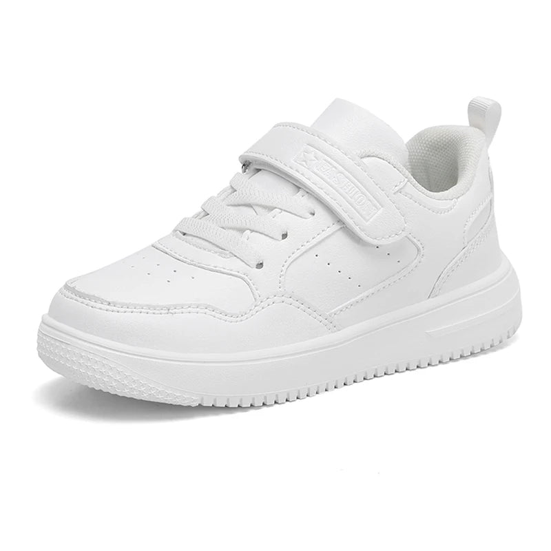 Children Sneaker Boys Casual Shoes Black Leather Flat Student Walking Shoes Non-slip Girl Lightweight Sports Tennis Footwear - TiniLoom