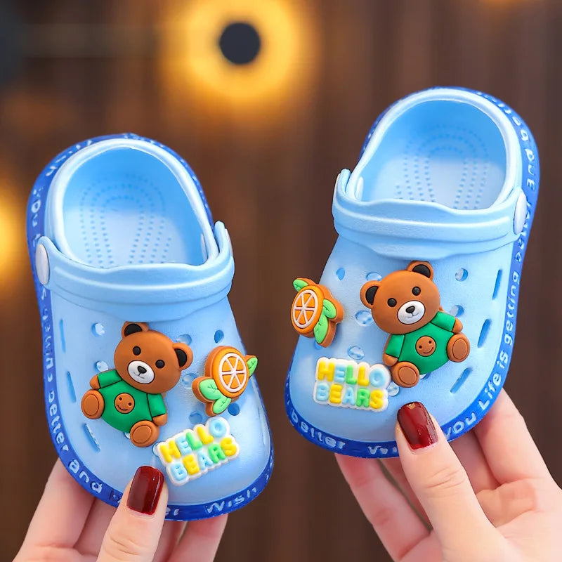 kids baby Girls Summer Sandals: Soft Sole Toddler children Indoor Slippers Cartoon Boys Breathable Hollow Shoes - TiniLoom