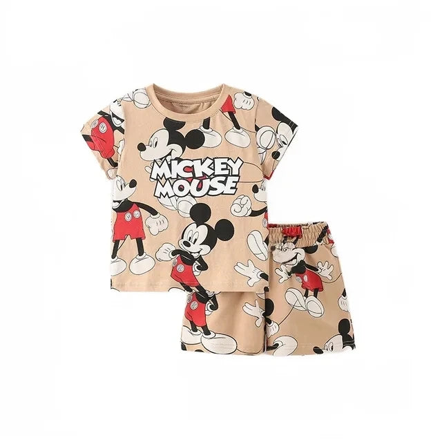 Summer cartoon T-shirt Shorts Children's boys Set Cotton Tees Pants Leisure Boys And Girls Babies Clothes Casual 2pcs - TiniLoom
