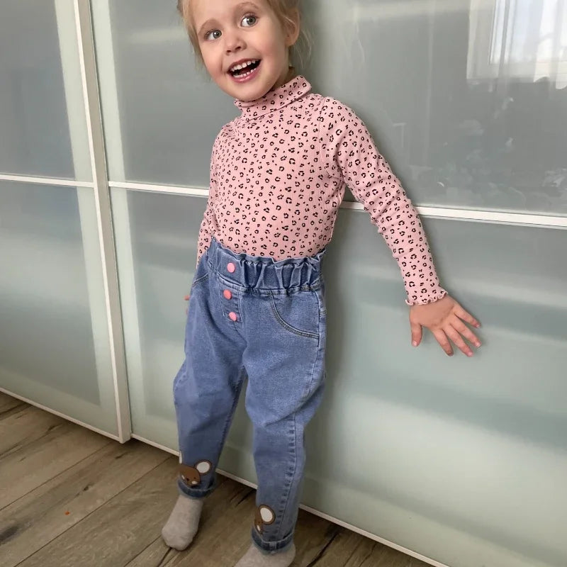 Kids Baby Girls Casual Clothes Jeans Pink Bow Trousers Toddler Infant Denim Clothing Pants Children Bottoms 1 2 3 4 5 6  Years - TiniLoom