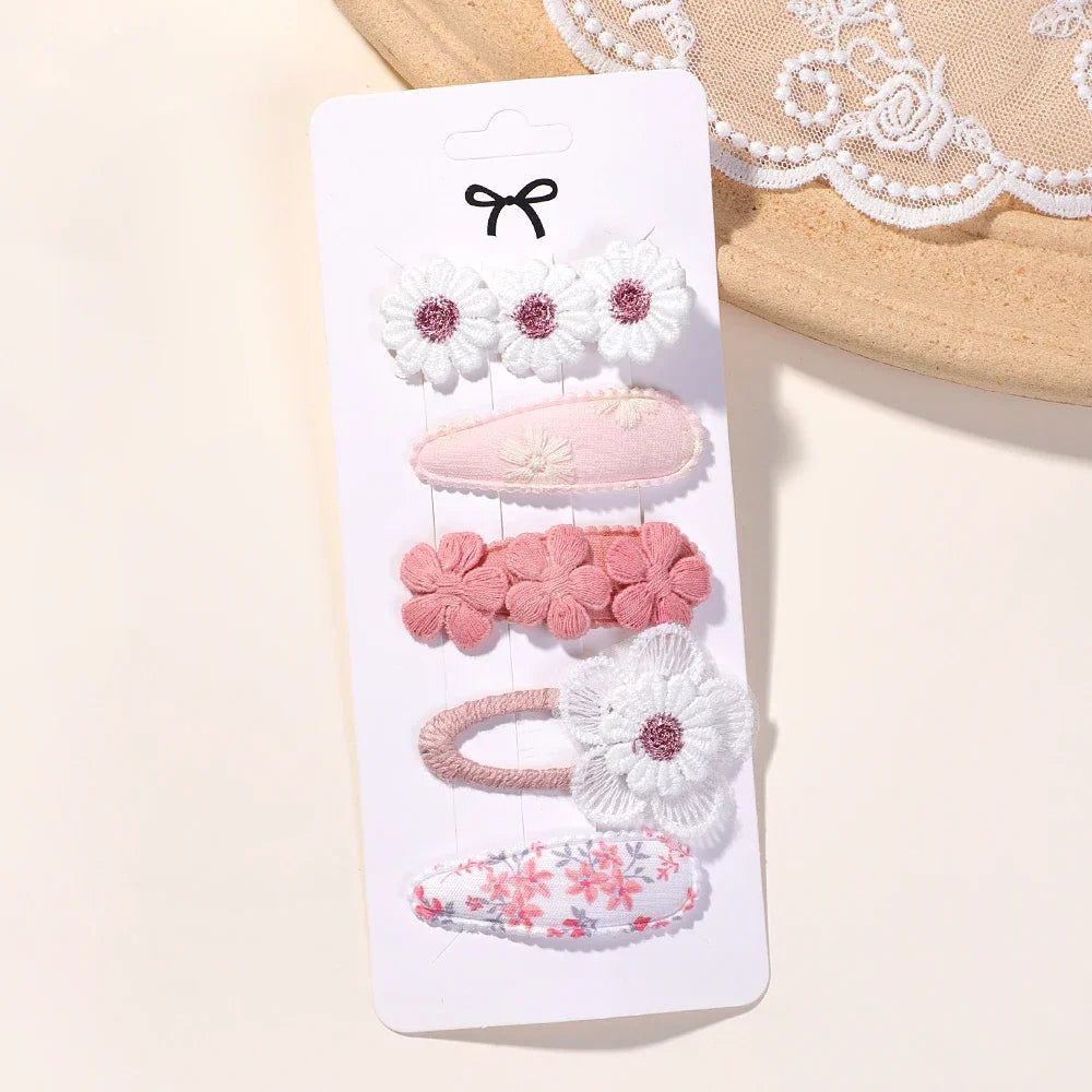New 5Pcs BB Clips Set for Kids Hair Accessories Sweet Printe Hairbangs Hairclip Girls Barrette Ins Style Daisy Hairpin Ornaments - TiniLoom