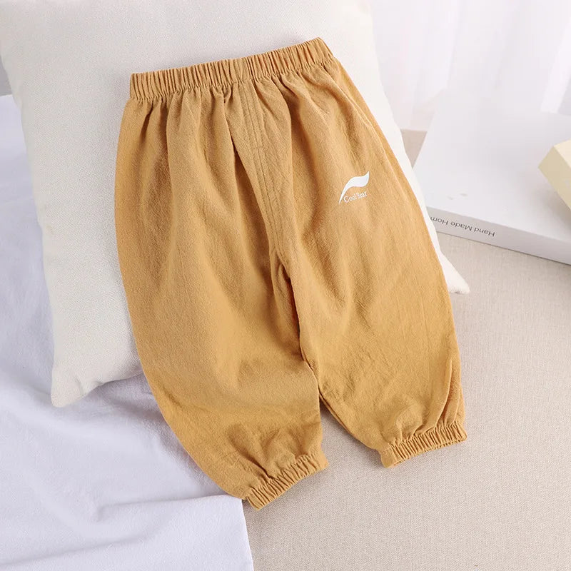 1 2 3 4 5  Years New Children's Anit-mosquito Pants Summer Baby Air Conditioning Bloomers Boys and Girls Cotton and Linen Pants - TiniLoom
