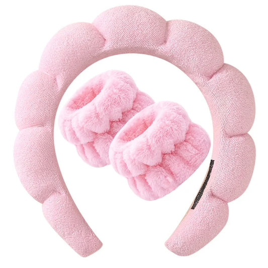 3Pcs Wash Face Headband for Women Sponge Headbands Wrist Strap Makeup Bubble Soft Hairband Girls Hair Accessories Headwear - TiniLoom