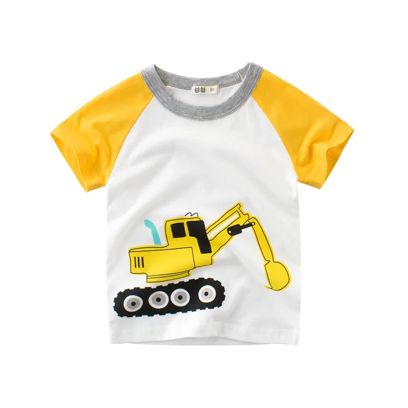 2-9 Years Children Short Sleeve T-shirts Korean Version Kids Clothing Boy Baby Cotton Tees Summer Cartoon Tops - TiniLoom