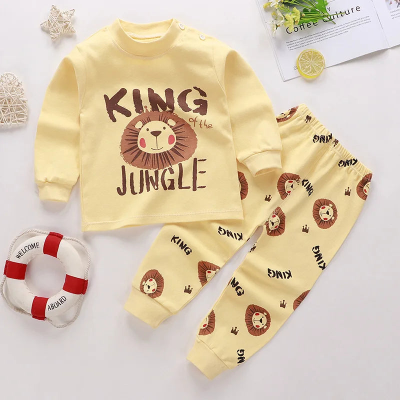 Cotton Boys Girls Sleepwear Suits Autumn Spring Newborn Underclothes 2pcs Kids Clothes Set Toddler Kids Pajamas - TiniLoom