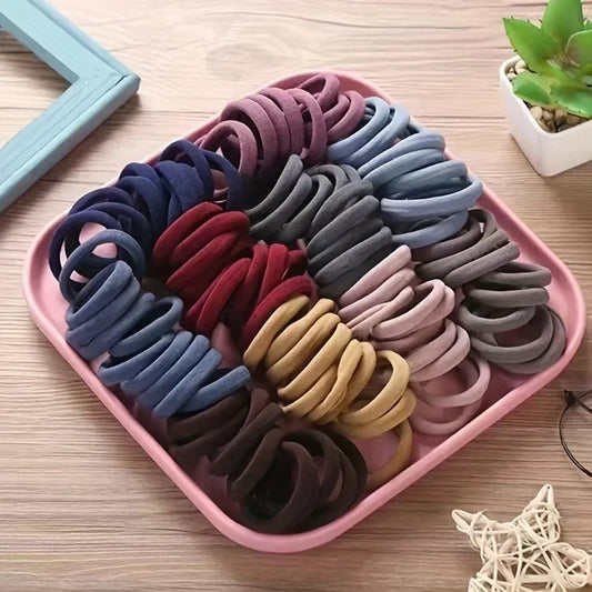 50PCS/Set New Women Girls Candy Colors Nylon Basic Scrunchie Hair Tie Ponytail Hold Hair Rubber Bands Fashion Hair Accessories - TiniLoom