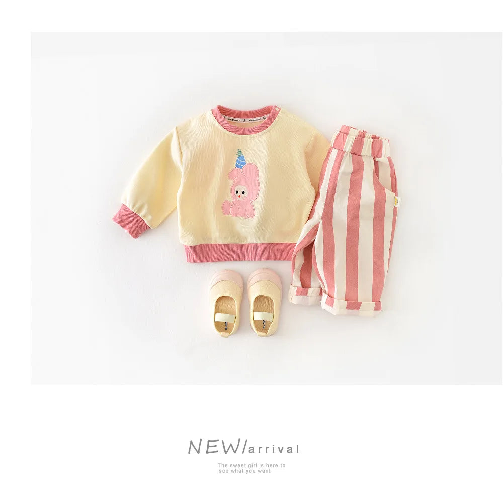 2024 Autumn Boy Girl Children Loose Striped Casual Pants Baby Pockets Fashion Pants Kid Outdoor Cotton Trousers Toddler Costume - TiniLoom