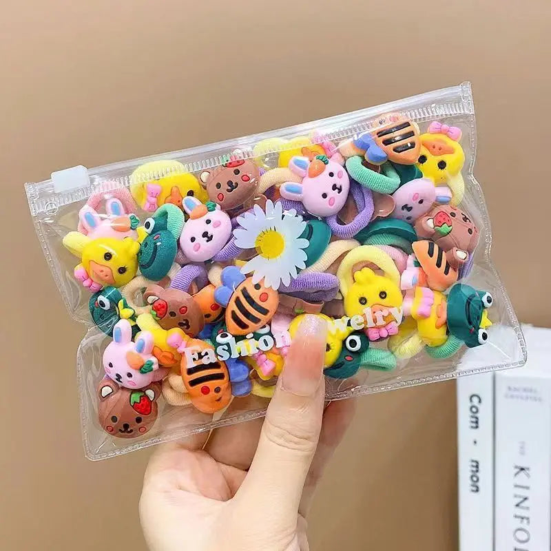 10/20Pcs/Set Cute Cartoon Rubber Elastic Hair Bands Girls Not Hurt Hair Small Scrunchie Kids Sweet Hair Ties Hair Accessories - TiniLoom