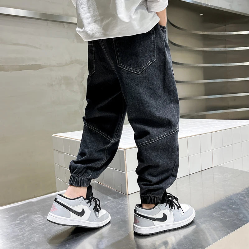 Big boy jeans, children's clothing, casual fashion, cool children's pants, boys' pants, boys' Baggy summer clothing, teenagers - TiniLoom