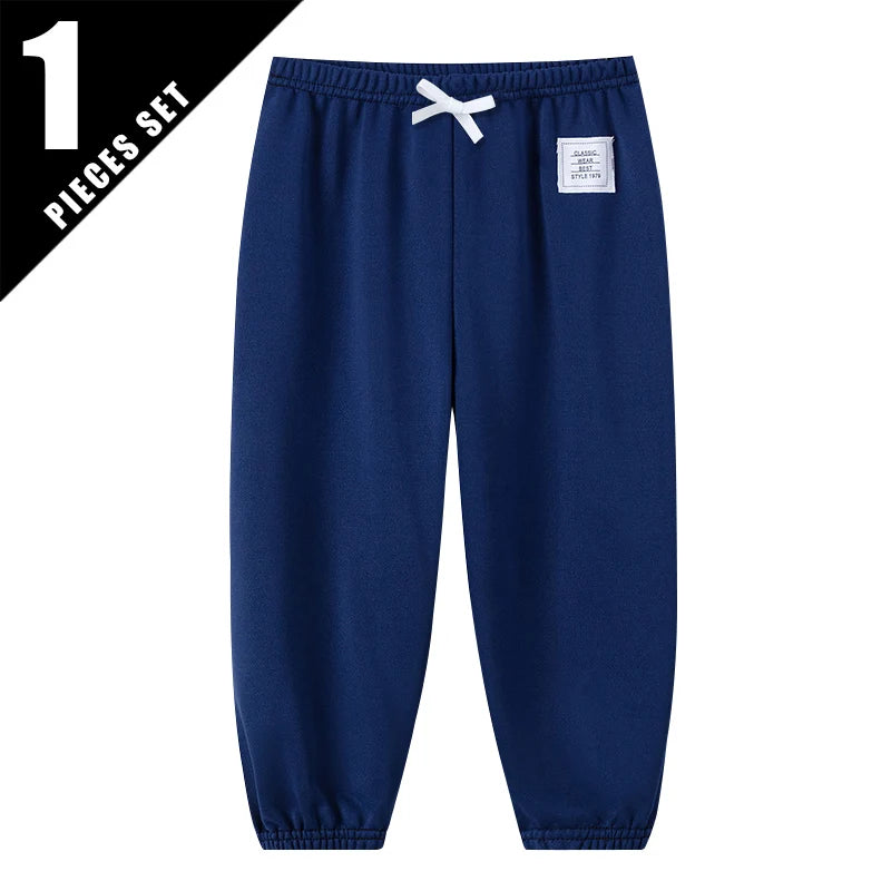 1/3 Pcs Four Seasons Children's Leisure Sports Pants Solid Color Basic Boy Running Holiday 9 Pants Girl Joker Comfortable Pants - TiniLoom