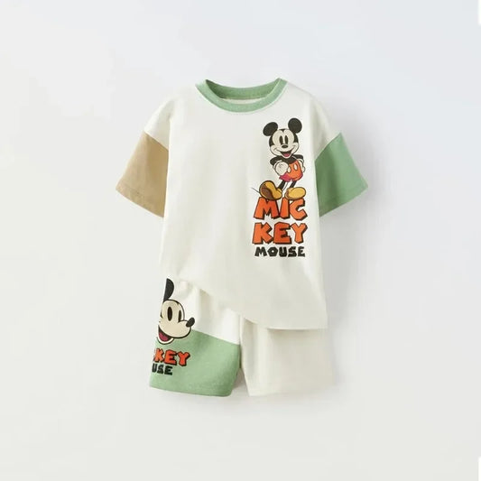 New 2024 Cartoon Tracksuits Casual Sports Two Piece Summer Boys Clothing Trendy Outdoor Wear Babies Printing T-shirt+Shorts - TiniLoom