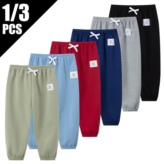 1/3 Pcs Four Seasons Children's Leisure Sports Pants Solid Color Basic Boy Running Holiday 9 Pants Girl Joker Comfortable Pants - TiniLoom