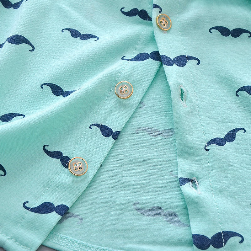 Summer New Cute Boy Suit Children's Printed Short-Sleeved Printed Shirt + Shorts Suit Children's Cotton Cute Baby Clothes - TiniLoom