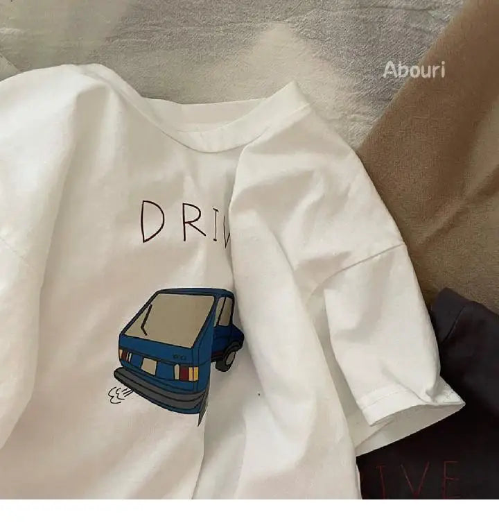 Solid Color Prnted Short Sleeve Tees Summer Clothing Boys Loose Casual O-neck T-shirts Children's Clothes Baby Boy T Shirts Tops - TiniLoom