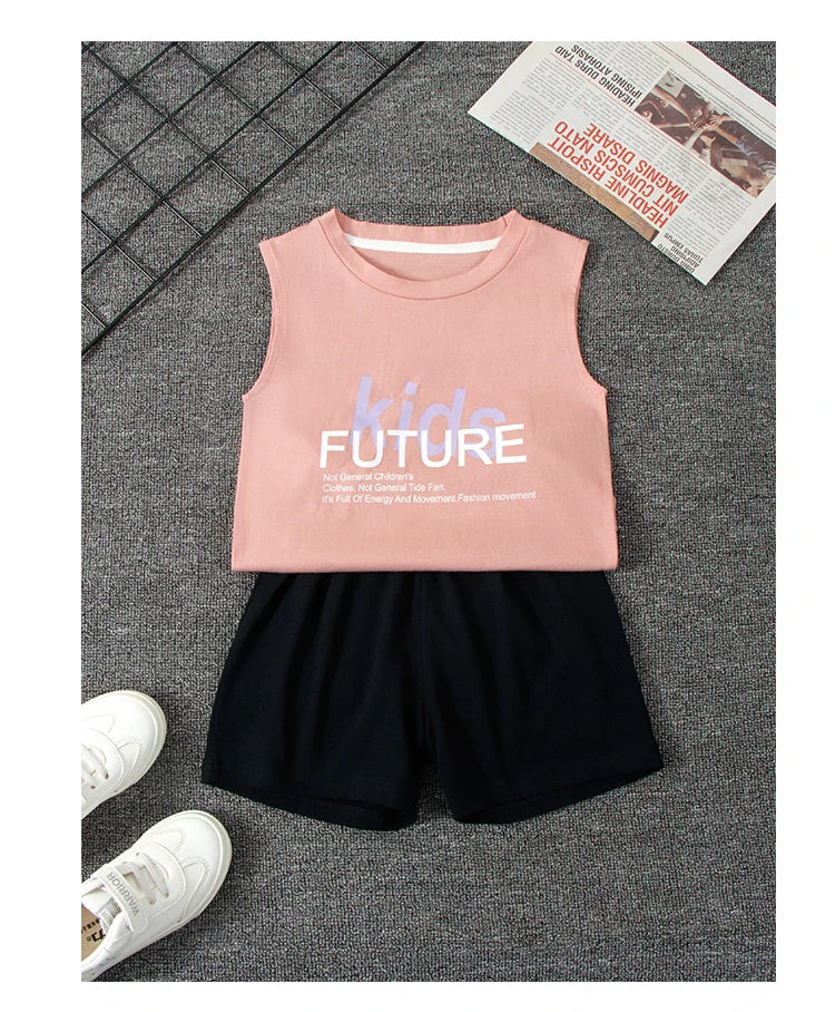 Children's Summer T-shirts Boys Girls Vests Sleeveless Cartoon Tee Tops 100% Cotton Comfortable Kids T-shirt Clothes Fashion New - TiniLoom