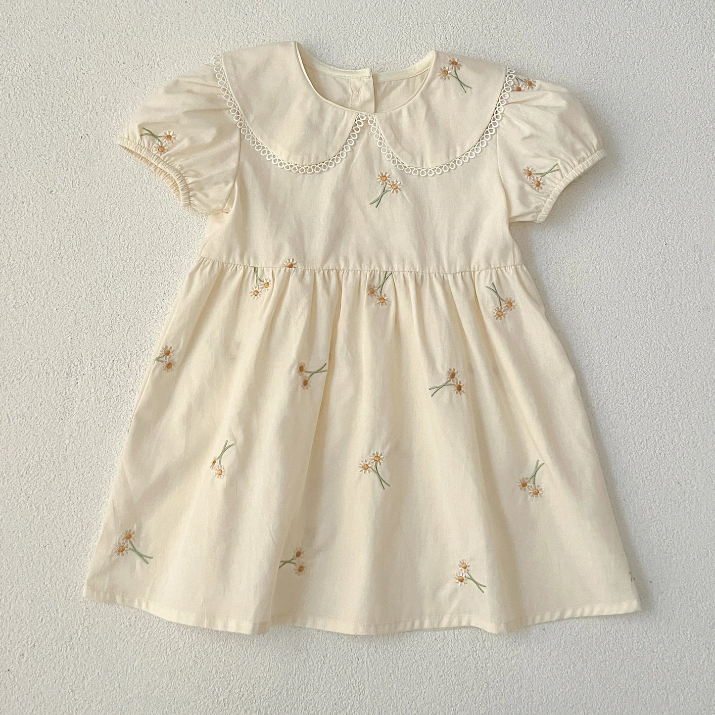 Infant Baby Girls Lace Collar Dress Rompers Sisters Clothes Kids Girls Embroider Flower Princess Dress Family Clothes Rompers